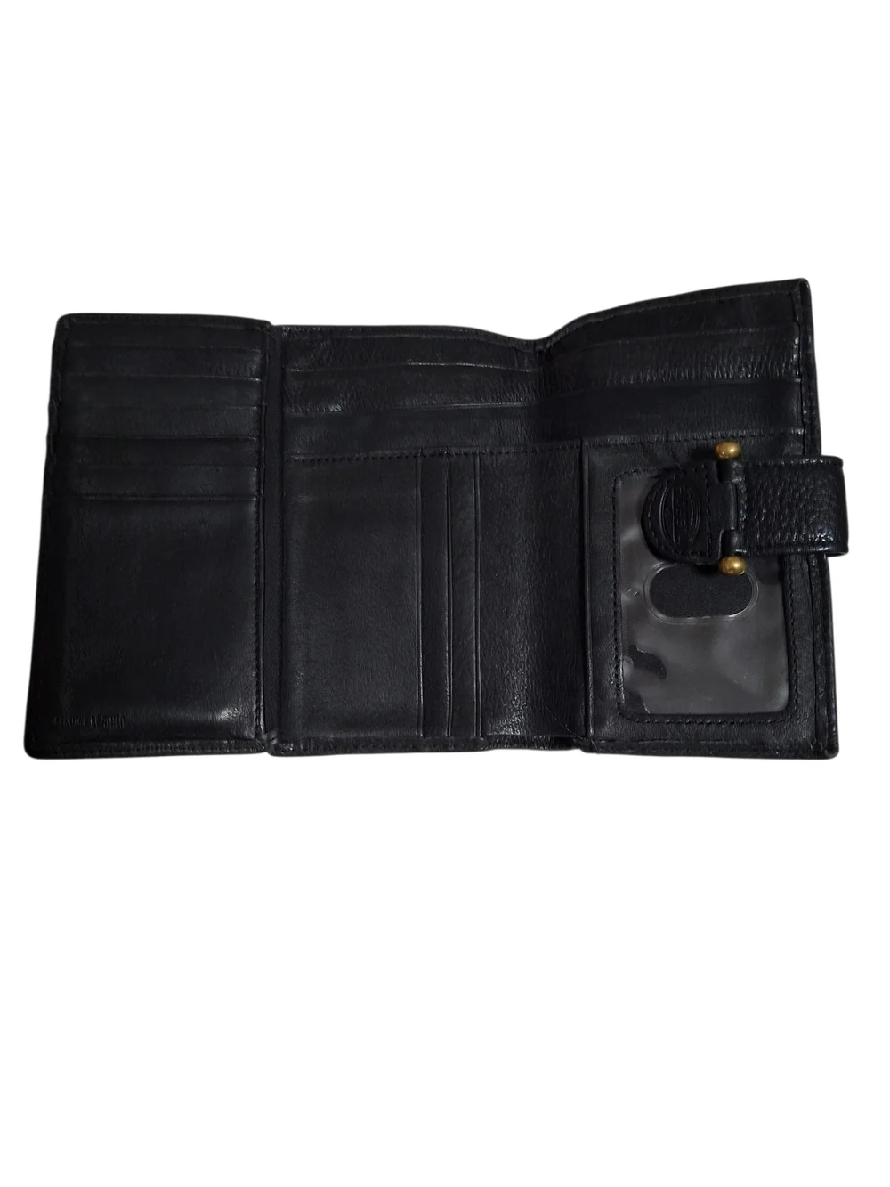 Fossil Black Tri-fold Leather Wallet with Snap Closure - Black